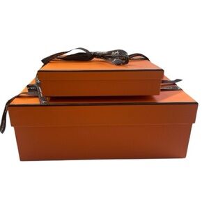 HERMES Set of 2 Empty Gift Box with Ribbon